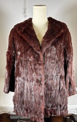 Vintage 1950s Chocolate Brown Mink Fur Jacket 3/4 Sleeve Hook