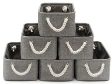 11.8x7.9x5.2 Inch Fabric Small Storage Bins with Handles 6 Pack  Foldable St...