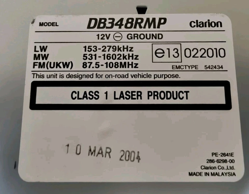 autoradio Clarion DB 348 Rmp Vintage - Immagine 2 di 2