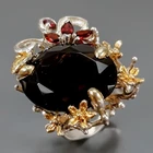 Jewellery 26 ct+ Natural Smoky Quartz Ring 925 Sterling Silver Size 7.5 /R468989