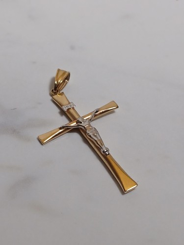 14 Karat Gold Inri Jesus Kruzifix Kreuz kleiner religiöser Anhänger - Bild 3 von 7