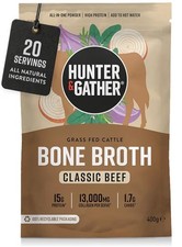 Hunter & Gather Beef Bone Broth Powder Collagen Protein 400g 20 Servings