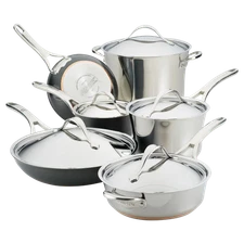 Anolon Nouvelle Luxe 11-Piece Stainless and Hard Anodized Cookware Set (Stain...