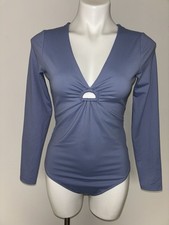 Abercrombie Fitch Seamless Knit D-Ring V-Neck Long Sleeve Bodysuit M