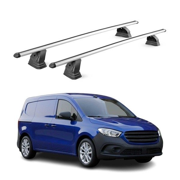 Alu DachträGer FüR Mercedes Citan W420 2021-2026 TÜV T-Nut 75 Kg 2Tlg Silber-image