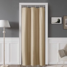 Taupe Stall Fabric Shower Curtain 36 x 72 Inch, Soft Waffle Small Shower Curtain
