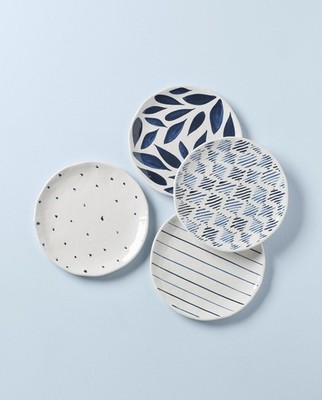 Lenox Blue Bay Melamine Assorted Accent Plates, Set of 4, New!