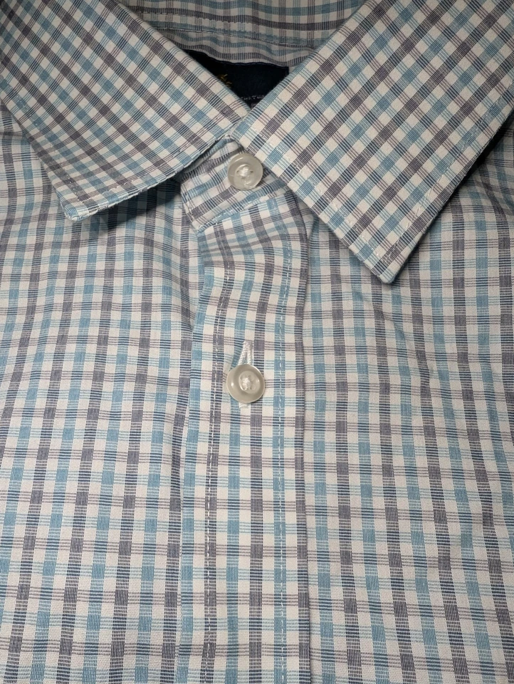 Camisa de vestir STAFFORD Smart Tech azul a cuadros para hombre grande 16/16,5-32/33 ajuste regular Foto 2 de 4