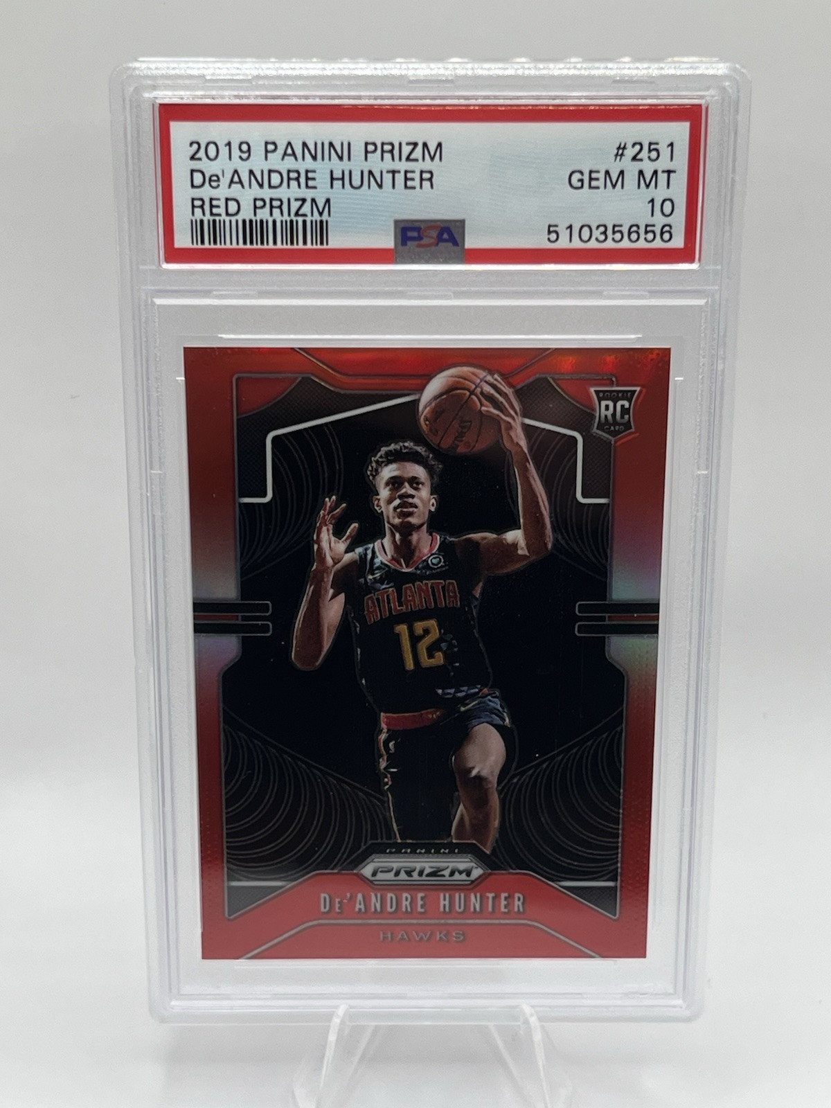 2019-20 Panini Prizm Rookie Red Prizm #251 De'Andre Hunter /299 PSA 10 RC