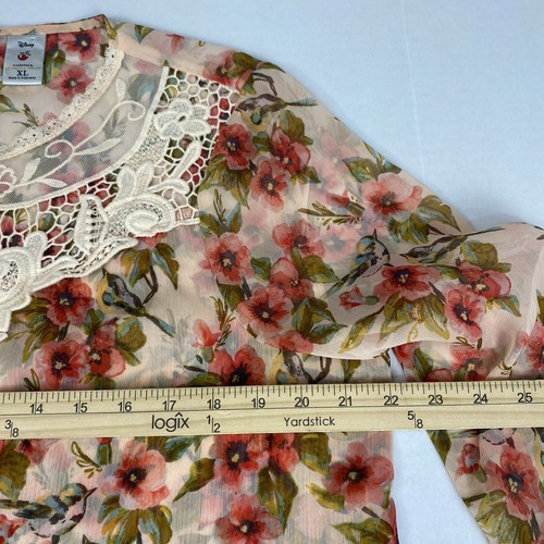 Disney Lauren Conrad Collection Damen XL Bluse Blumen Fasan Spitze Pullover - Bild 4 von 9