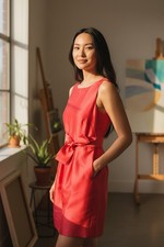 Eliza J Pink Satin Cocktail Dress Bow Waist Tulip Skirt Party Dress Sz 4 Event