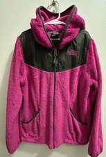 The North Face Fuzzy Fleece Full Zip Hooded Jacket Fuchsia Pink Girls L 14/16