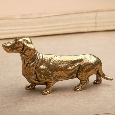 Solid Brass Dachshund Figurine - Miniature Dog Statue for Pet Lovers