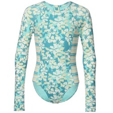 NWT Roxy Girls Stone Hibiscus Long Sleeve One-Piece Rashguard Swimsuit 8