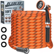 PLYPLYE Flexible Garden Hose 50 ft, Non-Expanding Lightweight Water Hose, wit...