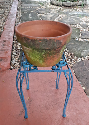Vintage Aged Terra Cotta Italy EV 27 LG pot 10 2/3''w x 7 ''t Old Garden Patina  