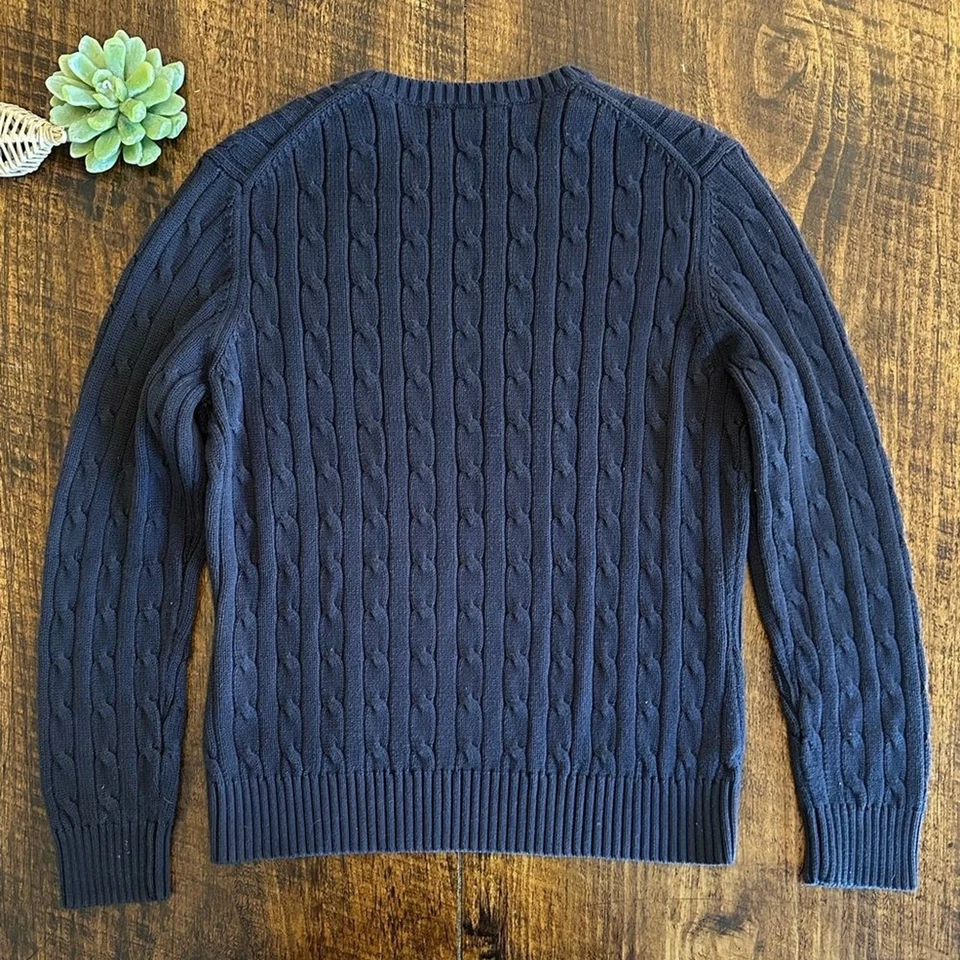 Lands’ End | Suéter tejido con cable cuello redondo 100 % algodón Drifter, talla M Foto 2 de 4