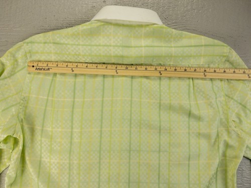 Henri Picard Vestito Camicia Polsini Francesi Verde Primaverile Righe Quadri 16,5 36/37 - Foto 8 di 13