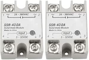 BGTXINGI 2 Stück SSR-40DA Einphasen DC Halbleiterrelais Modul Last 24-380VAC C