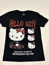 Sanrio Bioworld Hello Kitty Black Graphic T-Shirt Size Small Short Sleeve
