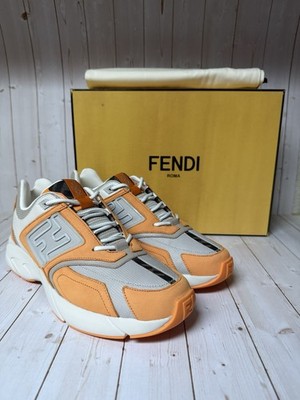 Fendi Nubuck Mesh Vitello FF Faster Sneakers Clementine-Beige. Sz 9UK / 10US