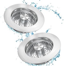 Upgraded 3 in 1 Kitchen Sink Drain Strainer Stopper Brushed Stainless Steel SUS