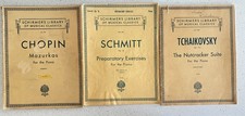 Lot of 3 Vintage Schirmer's Library Books Chopin Schmitt Tchaikovsky Piano Music