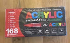 GUANGNA Acrylic Flexible Brush Tip Markers 168 Colors New In Box