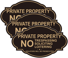 Private Property No Trespassing Sign, No Soliciting Sign for House, 3 Pack 7X4 I