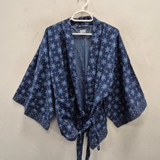 Toast Starfish Parallel Organic Cotton Kantha Oriental Kimono Jacket One Size