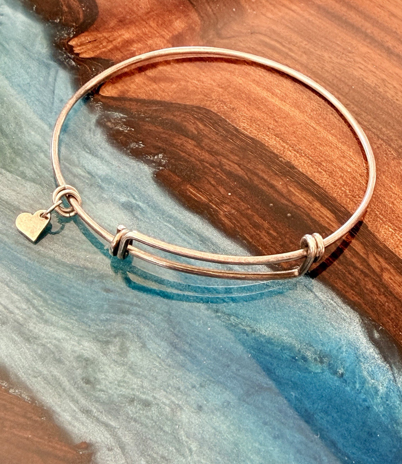 Sterling Silver Expandable Bangle Plain Simple Ad… - image 1