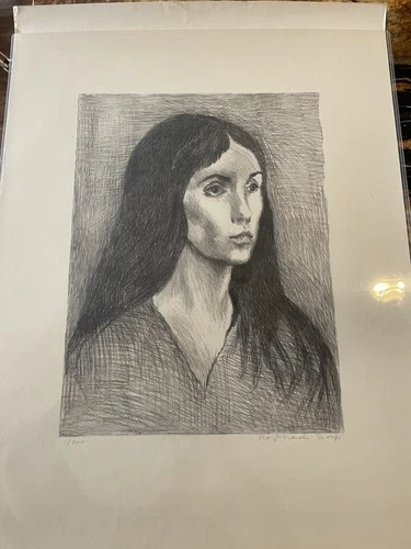 ART Raphael Soyer Woman With Long Dark Hair By Raphael Soyer Signed 1/300 Large
