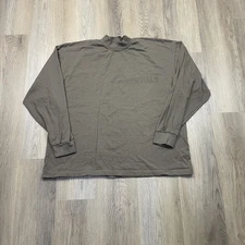 Fear of God Essentials Shirt Mens Large Taupe Mock Neck Long Sleeve 100% Cotton