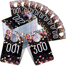 Jetec 300 Pieces Live Plastic Number Tags, Consecutive Reusable Normal and Mi...