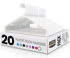 Plastic Hangers 20 Pack - Clothes Hanger with Hooks - Durable  Space Saving ...