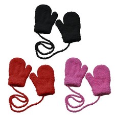 Toddler Mittens With String Soft Plush Toddler Winter Thermal Gloves