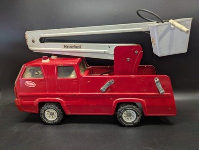 Vintage Tonka Truck Snorkel Fire Rescue Toy Red Pressed Metal Bucket Lift Extend