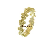 925 Sterling Silver Yellow Gold Plated Hawaiian Plumeria Flower Lei Ring 3-10