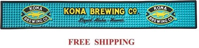 KONA BREWING Co. BEER ALOHA BAR MAT GLASS COASTER RUBBER BAR RUNNER 24x3.5 NEW