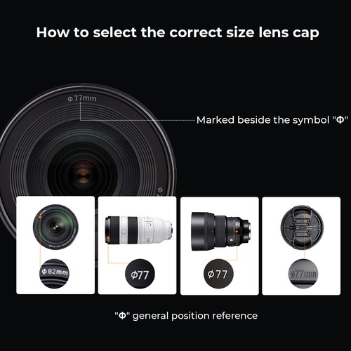 K&F Concept 37mm-82mm 3PCS Center Pinch Lens Cap+Microfiber Cleaning Cloth Kit - Picture 16 of 112