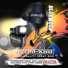 Atom X88 Bluemoon Lvlp-mp Gravity Feed Spray Gun 1.3 And 1.4 Tip Kit Combo