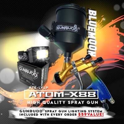 Atom X88 Bluemoon LVLP-MP Gravity feed spray gun 1.3 and 1.4 TIP Combo - Solvent