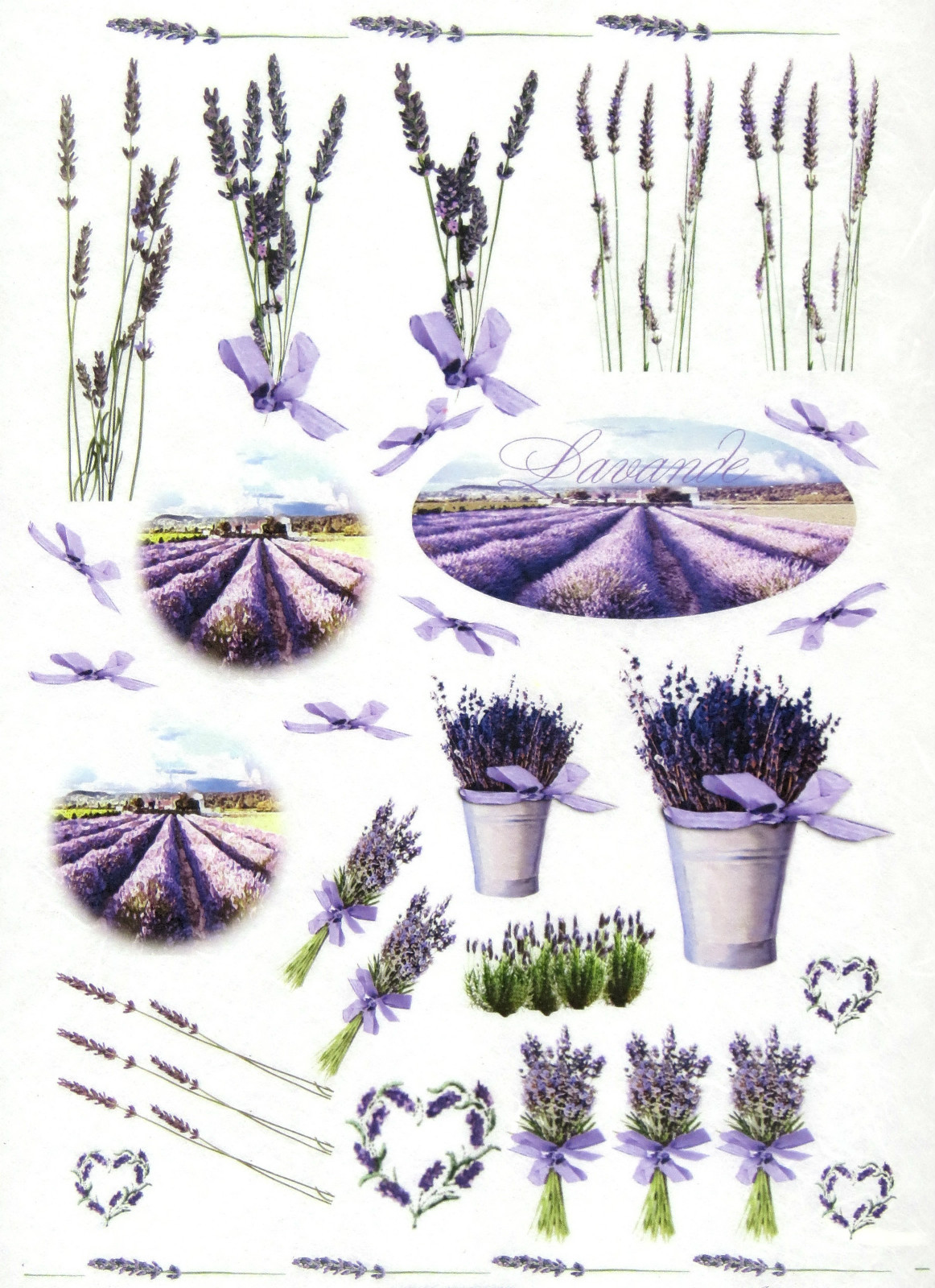 Rice Paper A4 Decoupage - Lavender Fields & Purple Bouquets - ITD R041