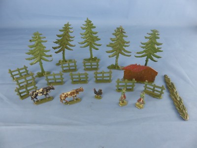 Lot De Figurines Quiralu – Sapins, Animaux, Barrières En Plomb Pour Train Miniature, échelle HO
