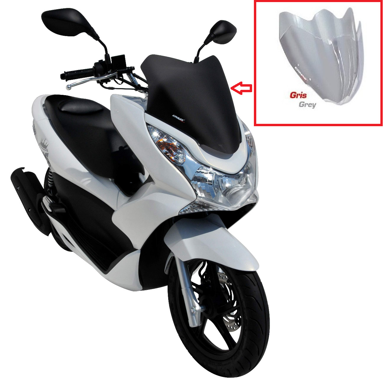 Bulle Ermax Sport 37cm Gris Clair pour PCX 125 10-13 : Finition Premium