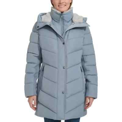 Andrew Marc Damen Walker Jacke Mantel in hellblau groß mittellang wattiert