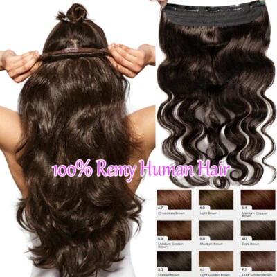 Dick Ein-Tressen 100% Remy Echthaar Clip In Extensions Haarverlängerung Gewellt - Bild 1 von 4