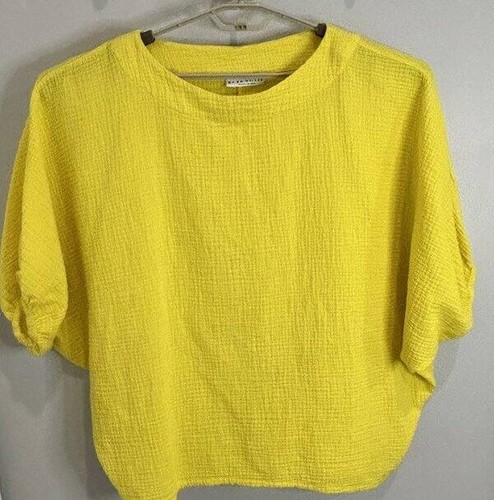 Bryn Walker hellgelb Baumwollgaze Oversize Boxy Shirt USA Größe XS