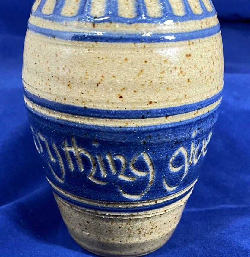 Potters Mark Stoneware Vase with Blue Glazed IN EVERYTHING GIVE THANKS - Изображение 3 из 4