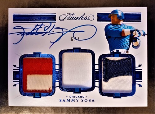 SAMMY SOSA-2021 Flawless Sapphire (#6/7) TRIPLE 2-COLOR PATCH/JERSEY/AUTO-MINT?